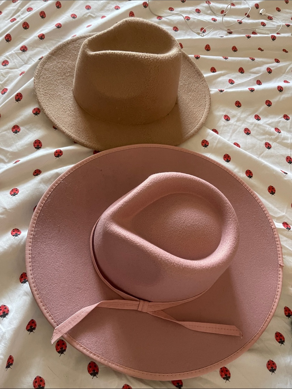 Fedora one pink and one tan
